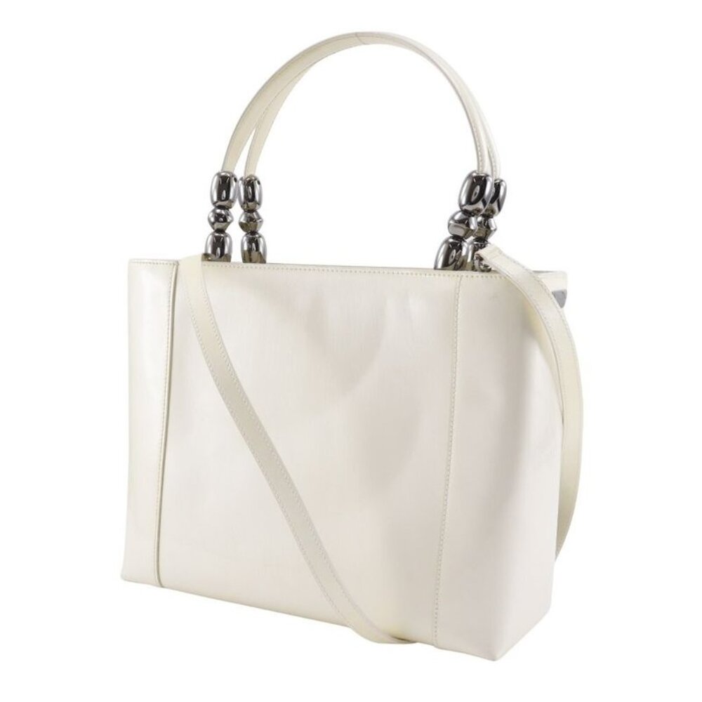Christian Dior Maris Pearl 2-Way Shoulder Patent Leather Off White - Picture 2 of 10